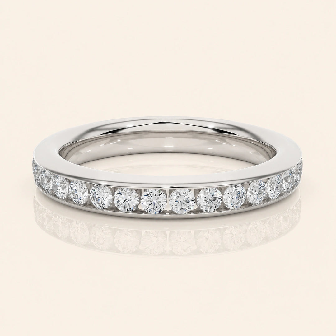 Front View Of Channel Set Eternity Wedding Band