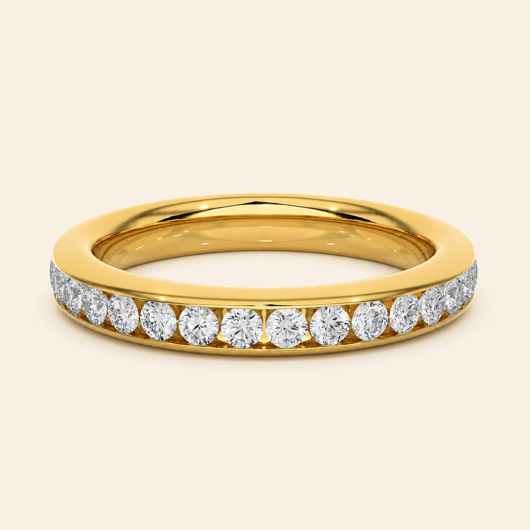 Front View Of Channel Set Eternity Wedding Band