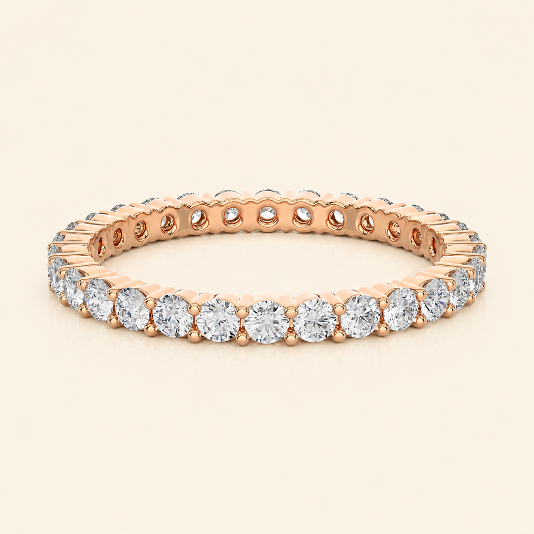 Front View Of Round Eternity Wedding Band
