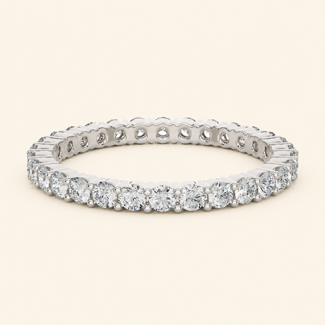 Front View Of Round Eternity Wedding Band