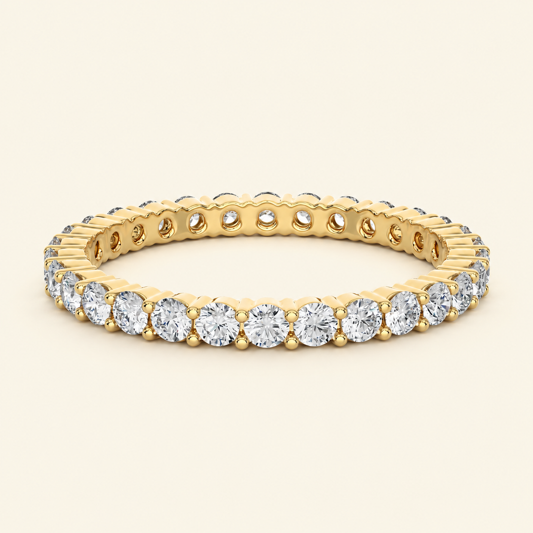 Front View Of Round Eternity Wedding Band
