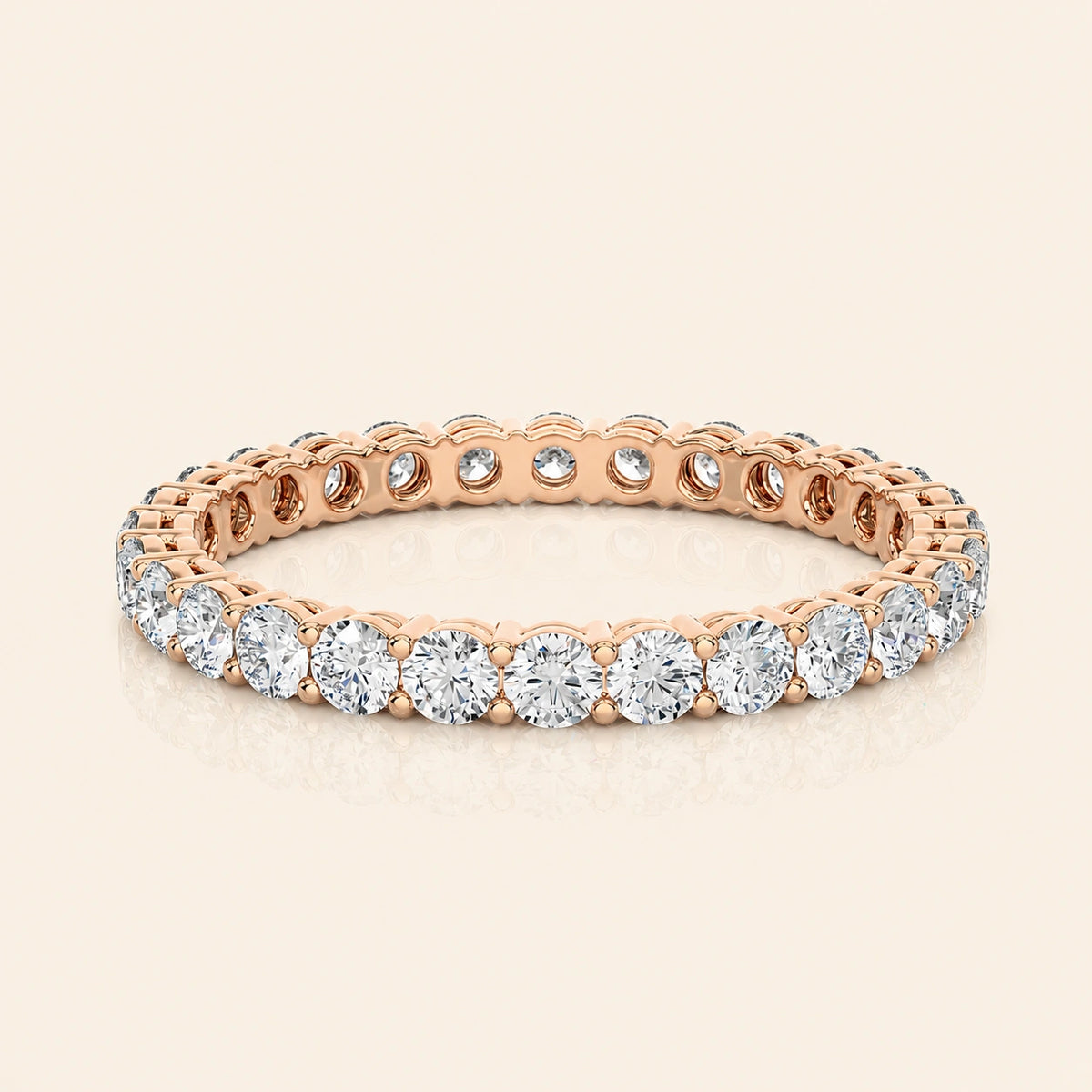 Front view of round eternity band