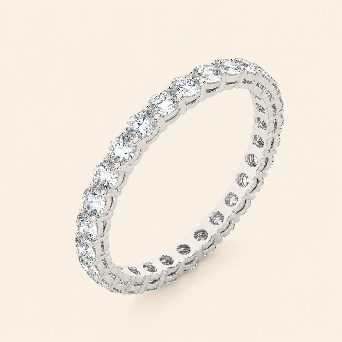 Angle view of round eternity band