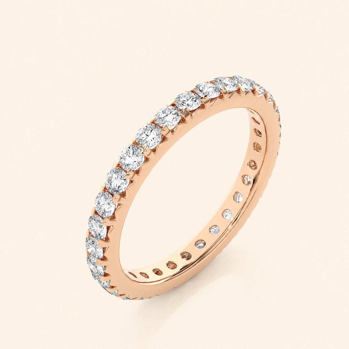 Angle view of french set eternity band