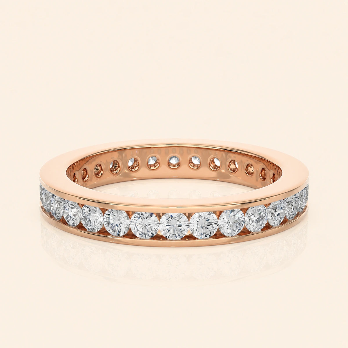 Front view of channel set eternity band