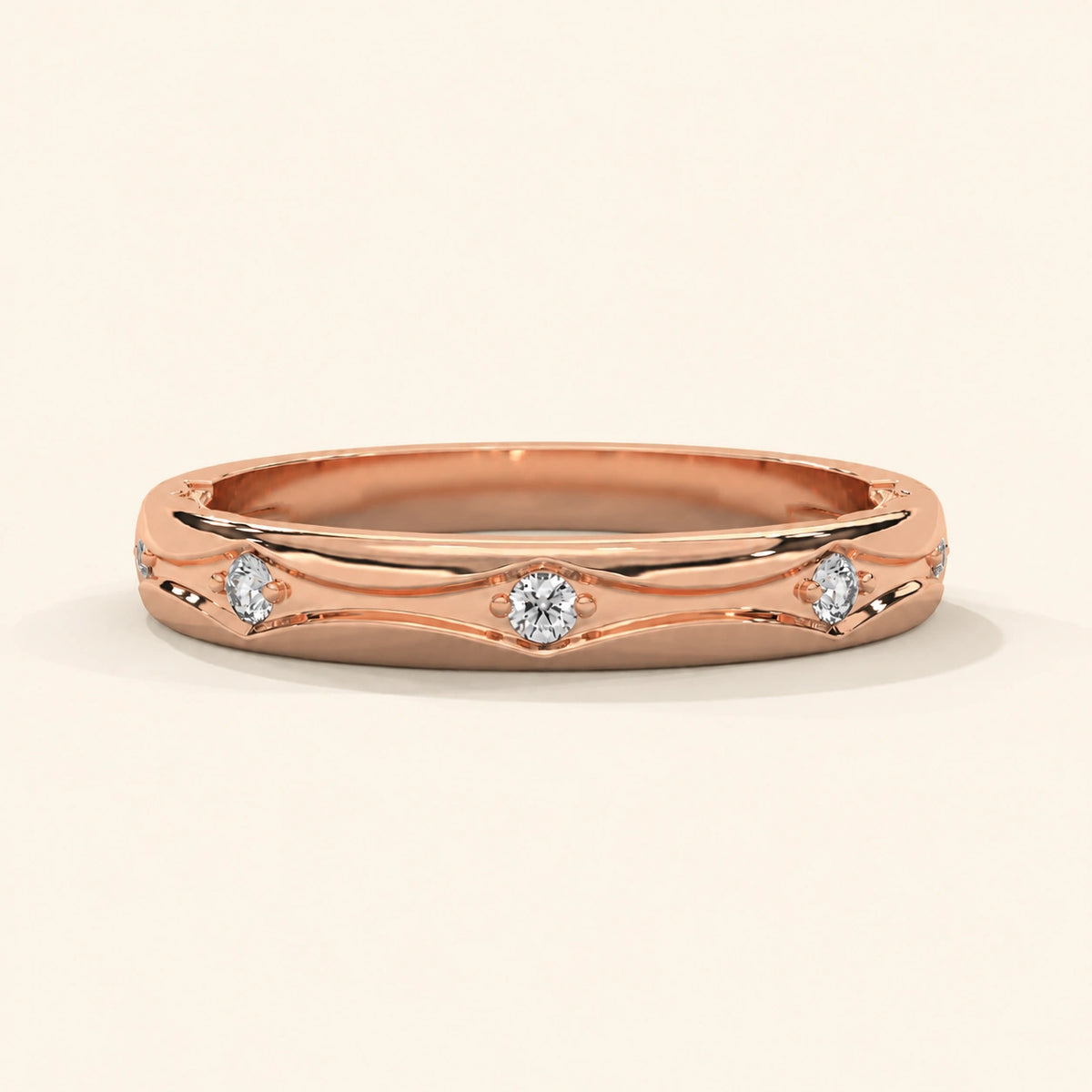 Front view of contour wedding band