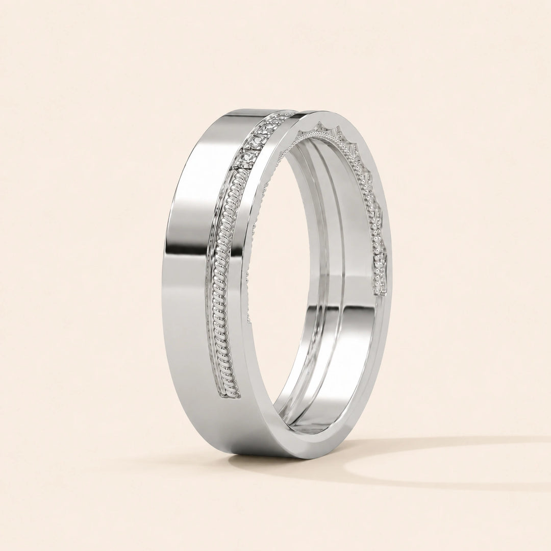 Side View Of Princess Cut Wedding Band