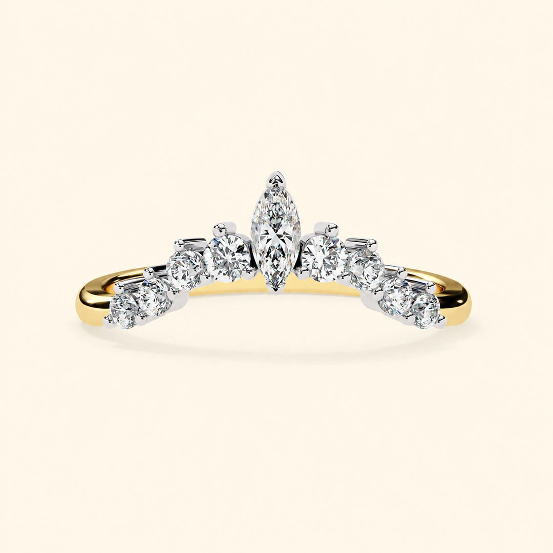 Front View Of Curved Moissanite Wedding Band
