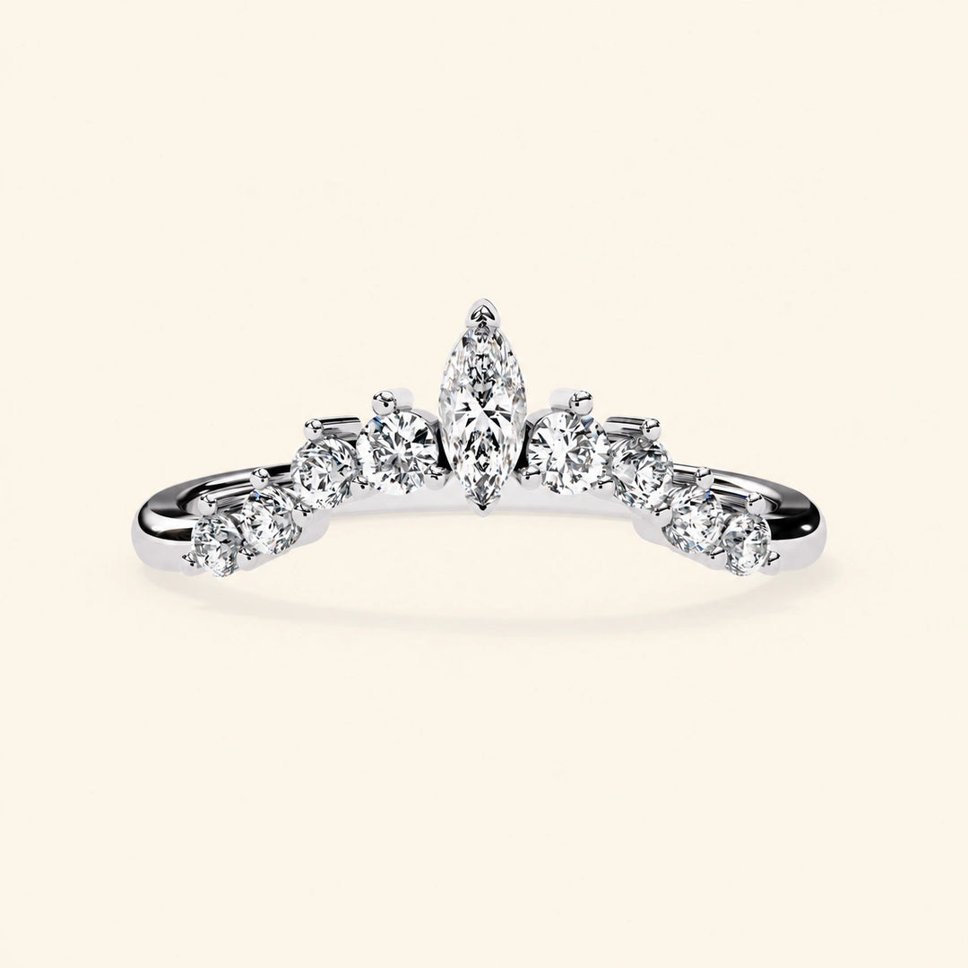 Front View Of Curved Moissanite Wedding Band