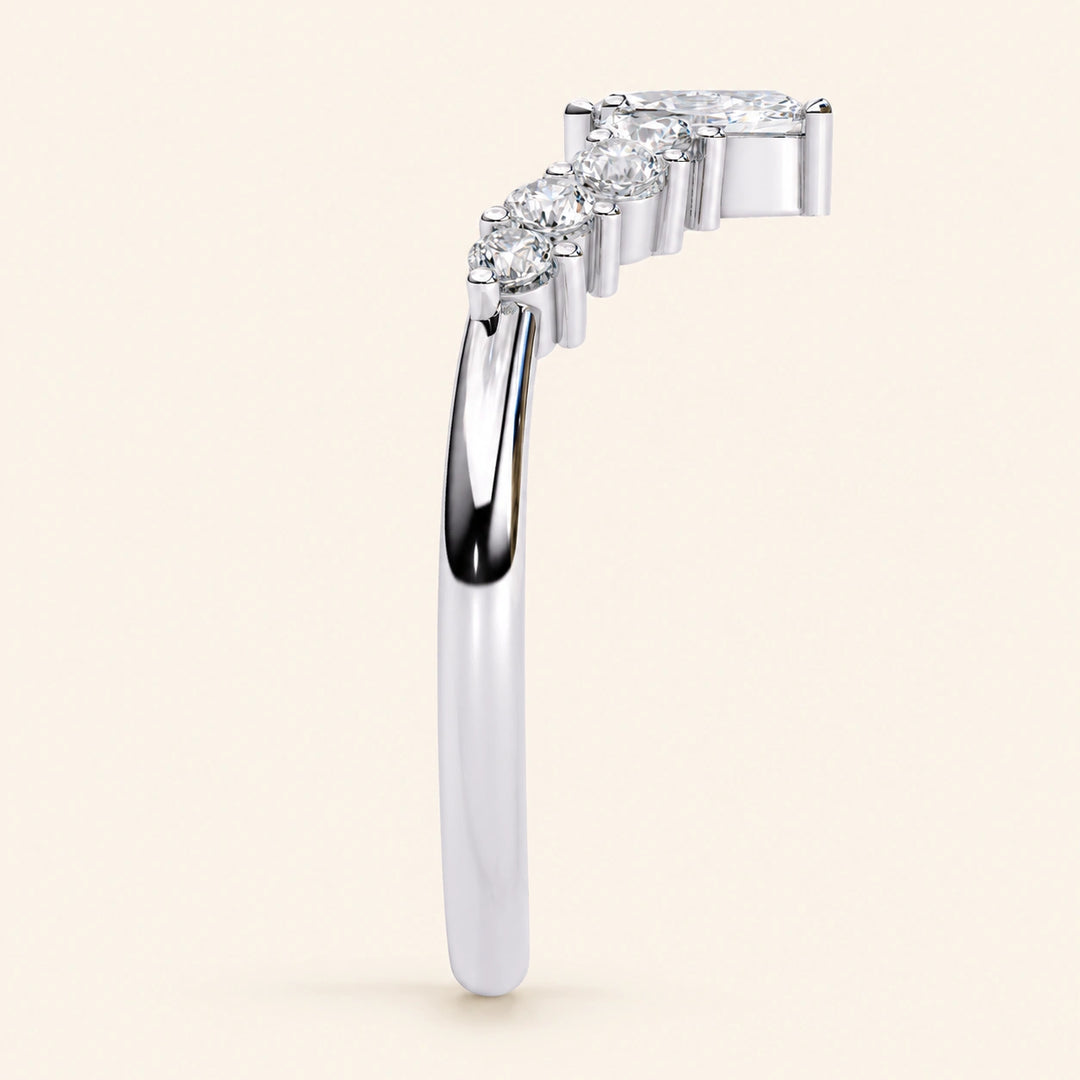 Side View Of Curved Moissanite Wedding Band
