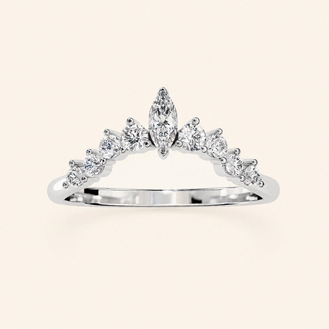 Angle View Of Curved Moissanite Wedding Band
