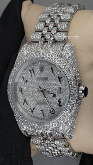 side angle Datejust Full Iced Out Moissanite Watch