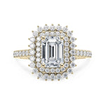 Load image into Gallery viewer, 2.50 Carat Emerald Cut Double Halo Moissanite Ring in White Gold
