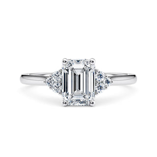 1.60 Carat Emerald Cut Cluster Moissanite Ring in Rose Gold