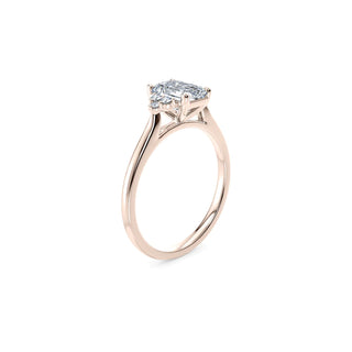 1.60 Carat Emerald Cut Cluster Moissanite Ring in Rose Gold