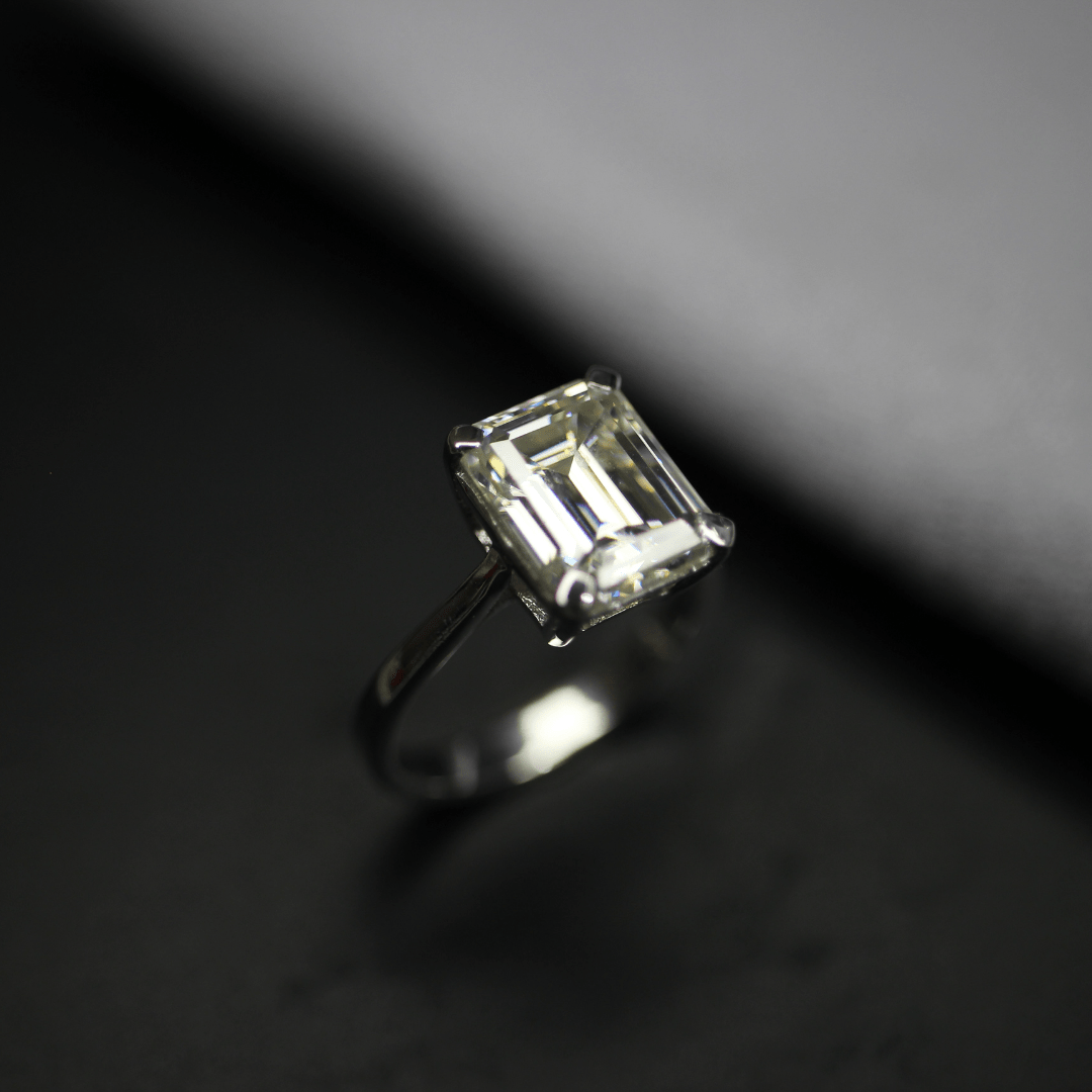3 Carat Emerald Cut Moissanite Ring