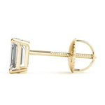 Load image into Gallery viewer, 1 Ct Emerald Cut Solitaire Moissanite Stud Earrings in White Gold
