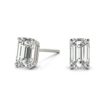 1 Ct solitaire emerald cut moissanite stud earrings