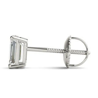 1 Ct solitaire emerald cut moissanite stud earrings