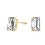 Load image into Gallery viewer, 1 Ct Emerald Cut Solitaire Moissanite Stud Earrings in White Gold
