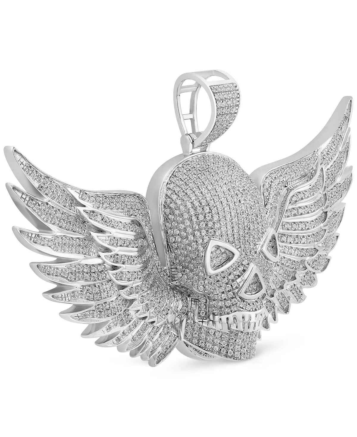 3 ct round cut flying skull moissanite pendant for unisex