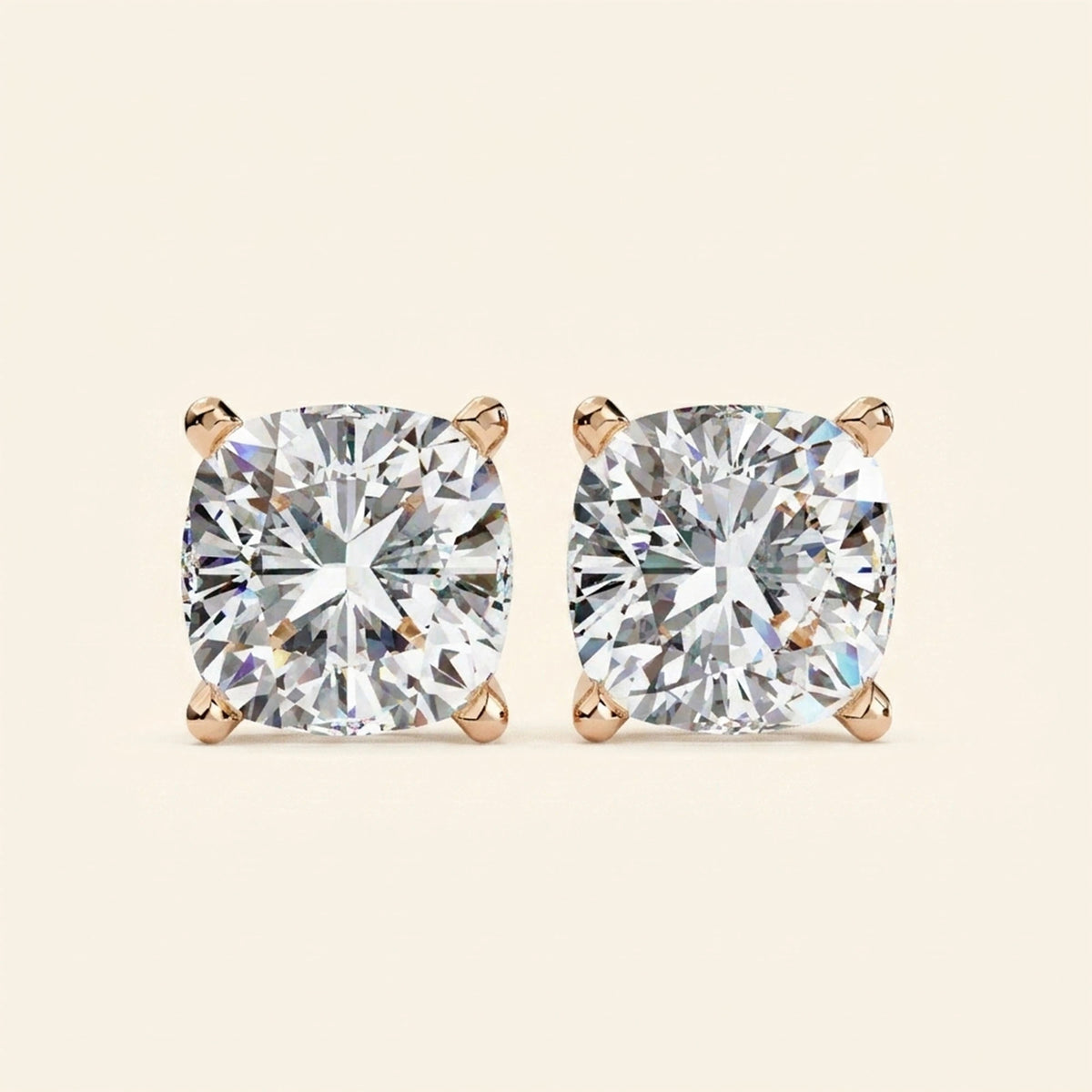 Front view of cushion cut earrings