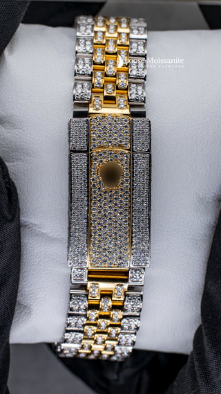 Back View Of Jubilee Style Date Just Moissanite Watch  36 MM  Yellow Gold Tone