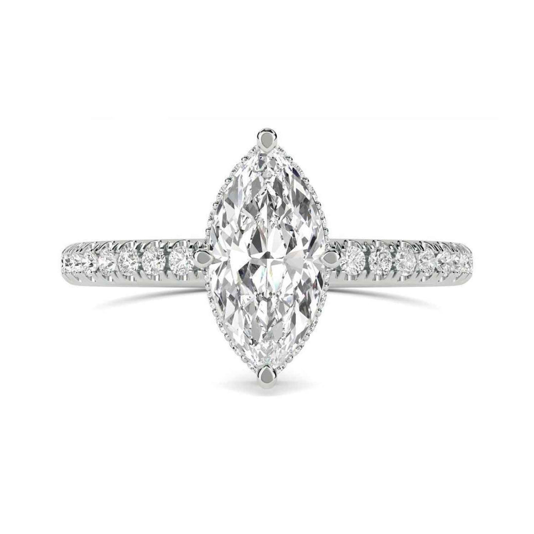 1.20 Ct Marquise Cut  Hidden Halo Moissanite Ring in Rose Gold