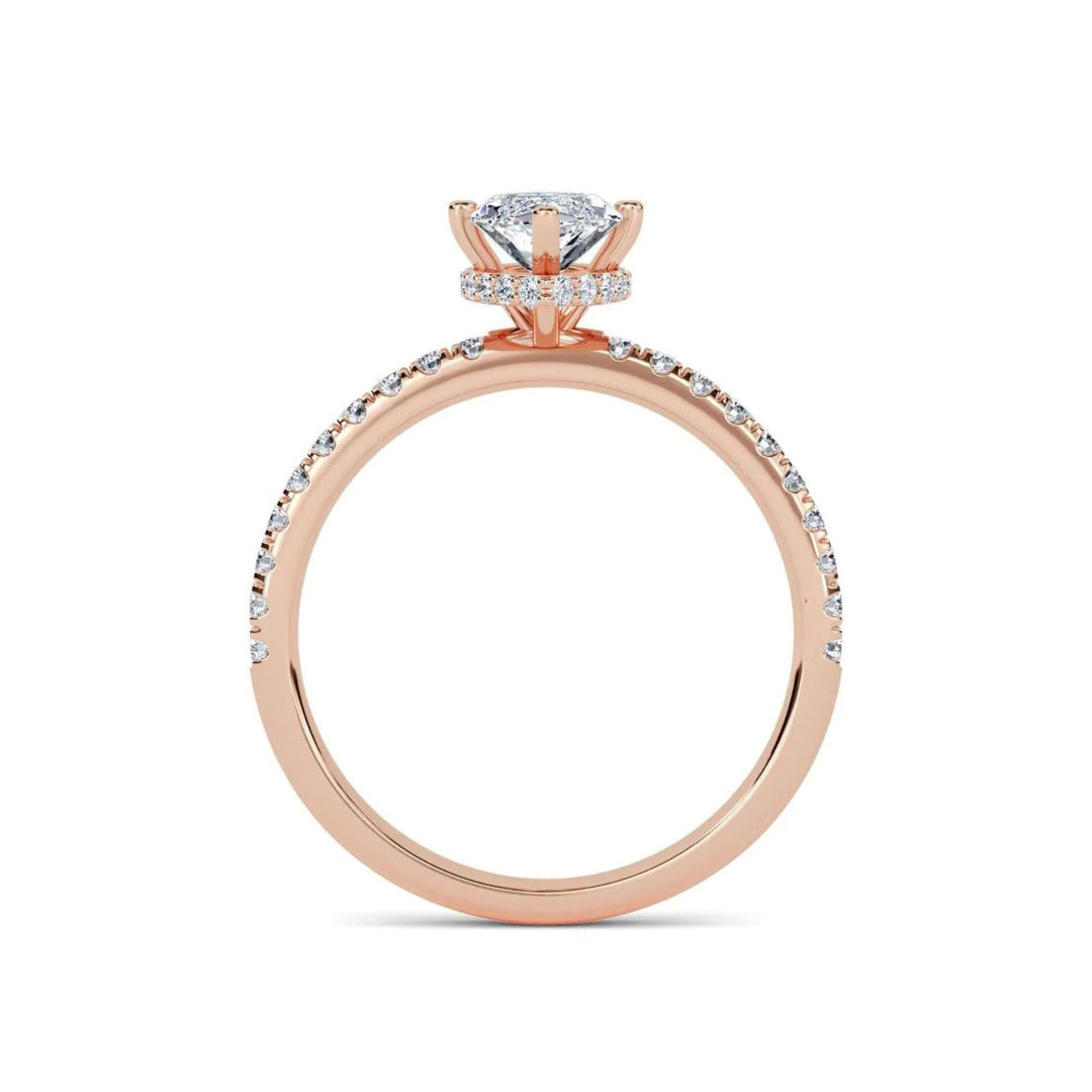 1.20 Ct Marquise Cut  Hidden Halo Moissanite Ring in Rose Gold