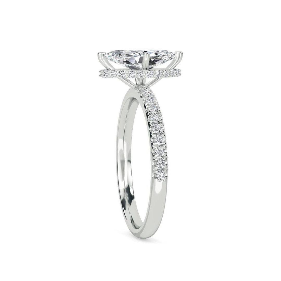 1.20 Ct Marquise Cut  Hidden Halo Moissanite Ring in Rose Gold