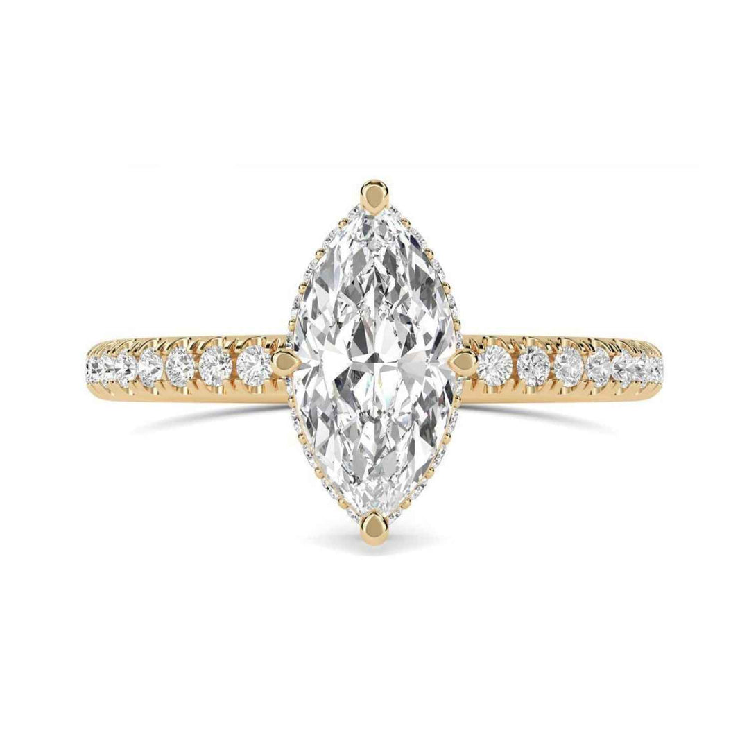 1.20 Ct Marquise Cut  Hidden Halo Moissanite Ring in Rose Gold