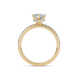 1.20 Ct Marquise Cut  Hidden Halo Moissanite Ring in Rose Gold