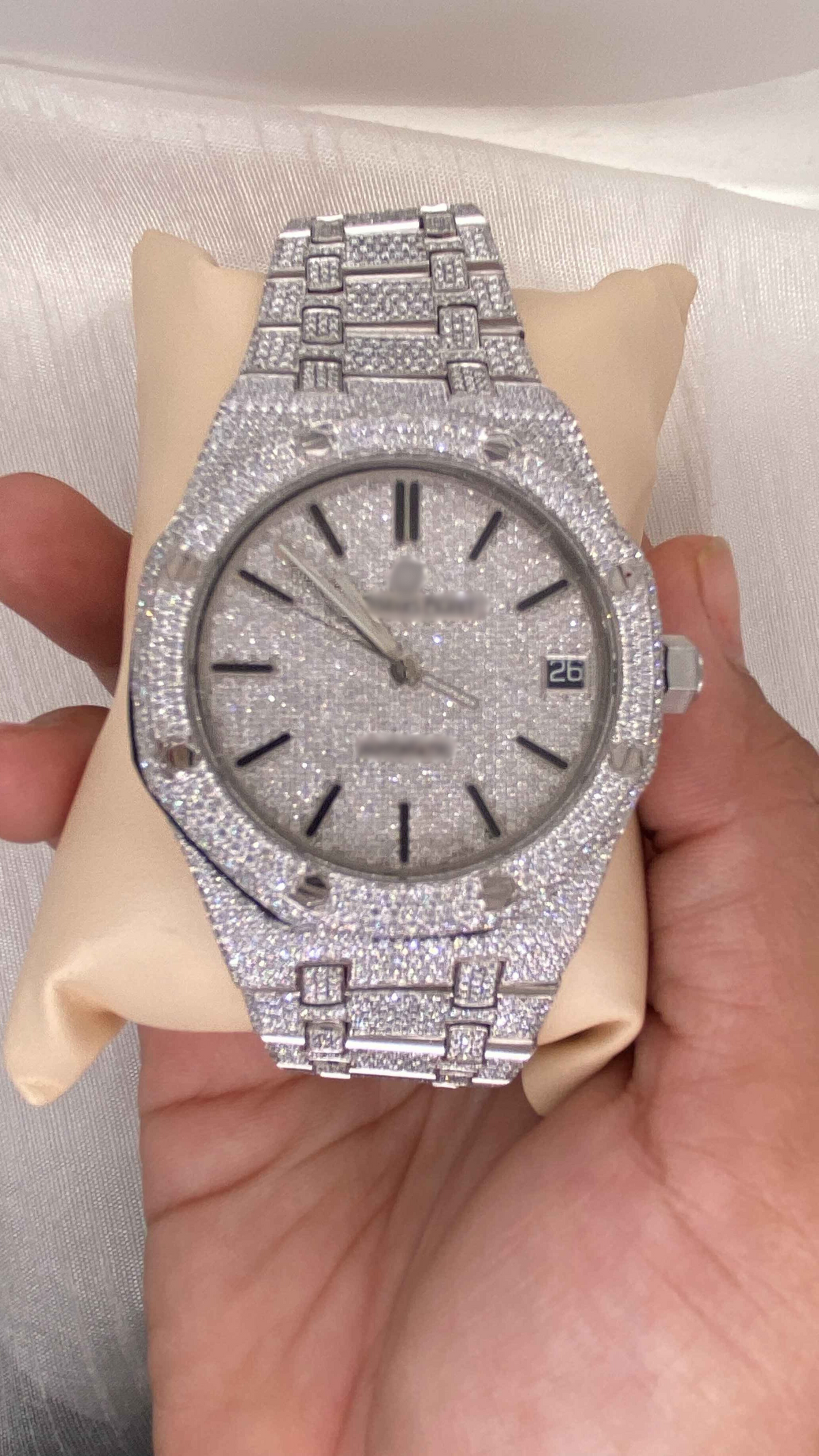 Front view of moissanite ap watch