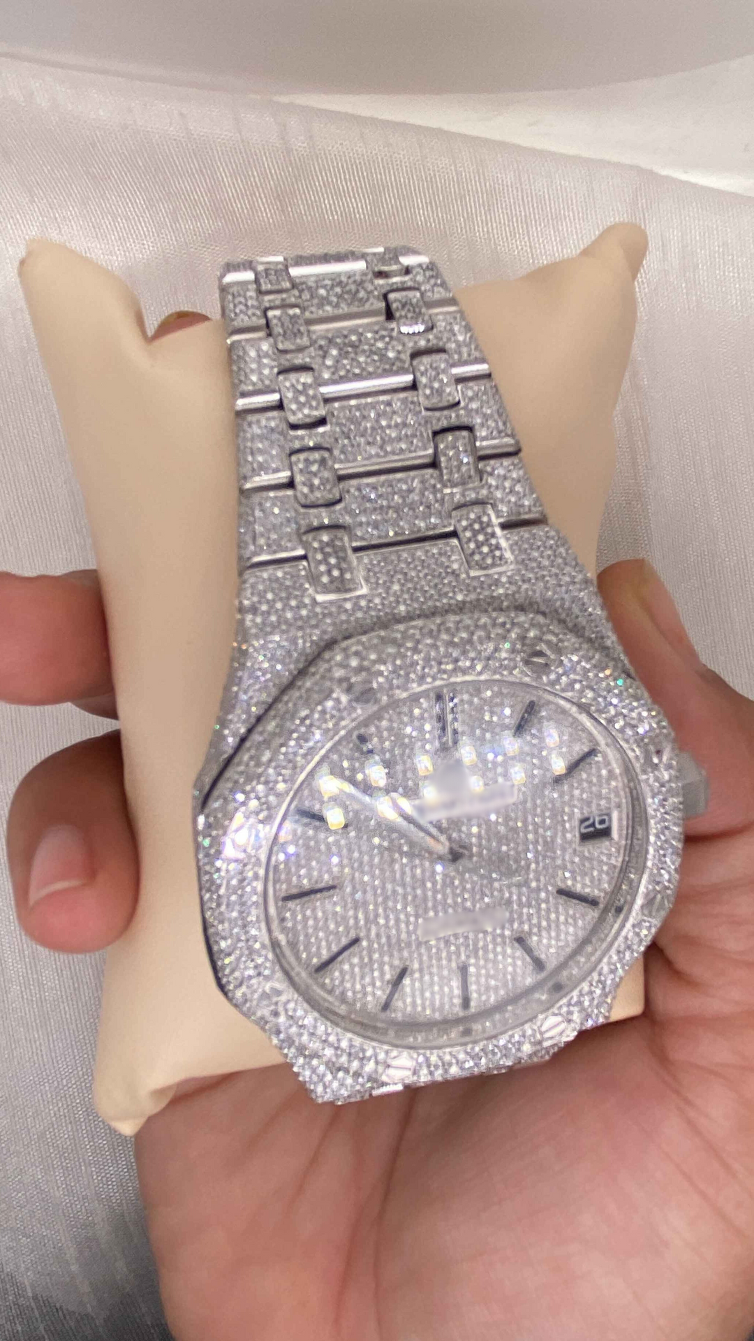 Close up view of Moissanite AP Watch