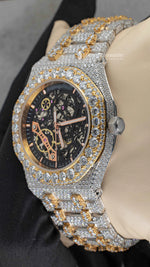 Load image into Gallery viewer, Side Angle of Moissanite Diamond Ap Watch | 41MM | Yellow Gold
