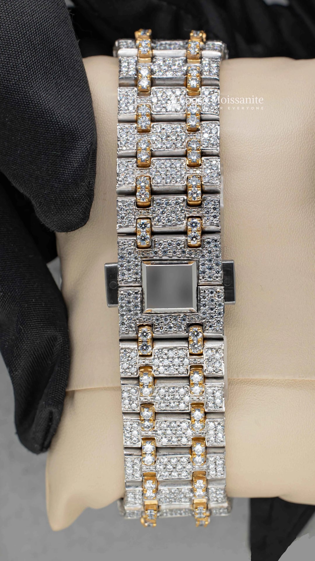 Back Side of Moissanite Diamond Ap Watch | 41MM | Yellow Gold