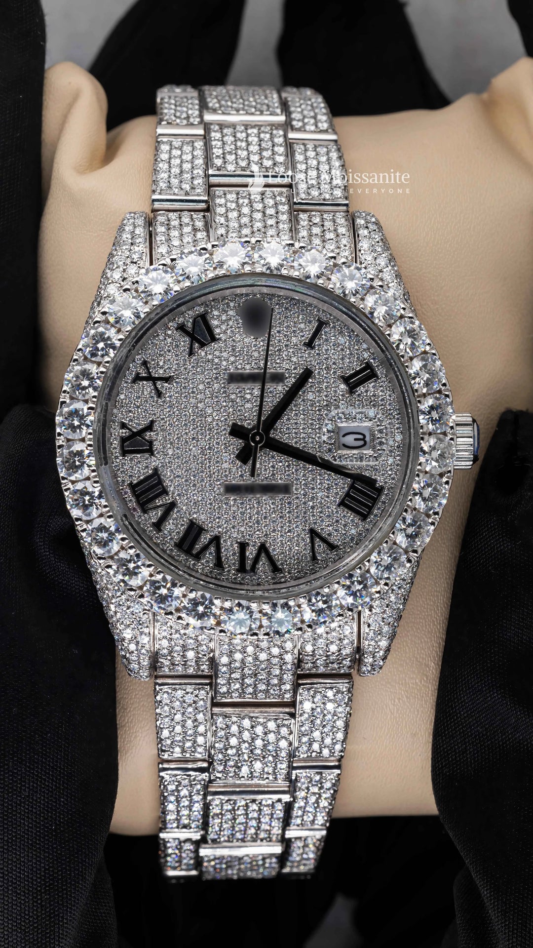 Front View of Roman Dial Moissanite Presidential Watch For Men | 41 MM