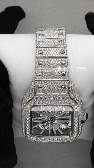 Close up View Of Moissanite Skeleton Watch