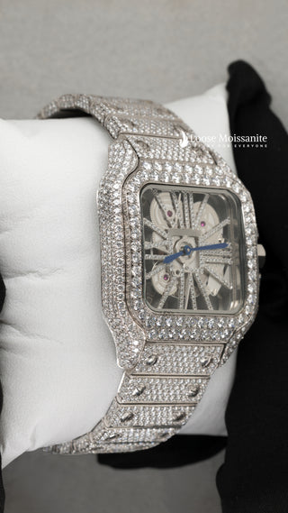 Side View Of Moissanite Skeleton Watch
