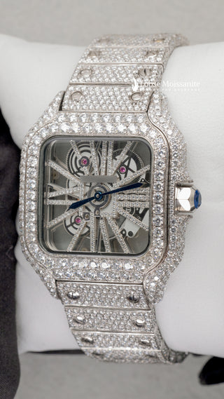 Side Angle Of Moissanite Skeleton Watch