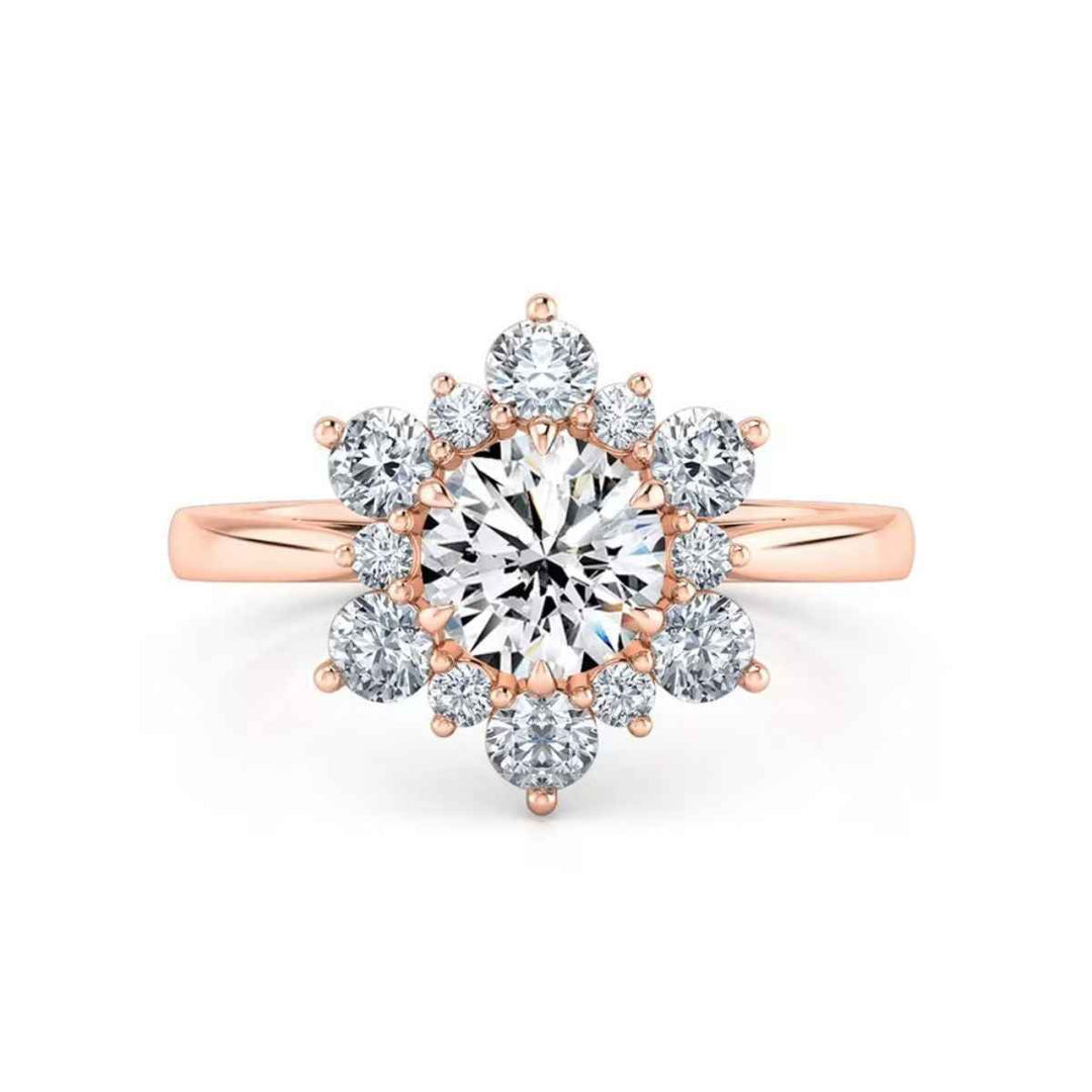 1.70 Carat Moissanite Floral Engagement Ring In White Gold