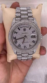 Load image into Gallery viewer, Front Angle Moissanite Presidential Watch For Men | 41 MM
