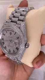 Load image into Gallery viewer, Side view of Moissanite Presidential Watch For Men | 41 MM
