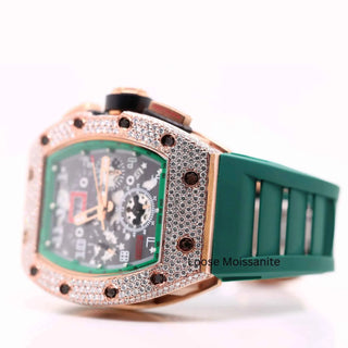 Moissanite Watch with Rubber Strap