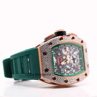 Moissanite Watch with Rubber Strap