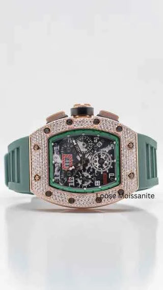 Moissanite Watch with Rubber Strap