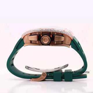 Moissanite Watch with Rubber Strap