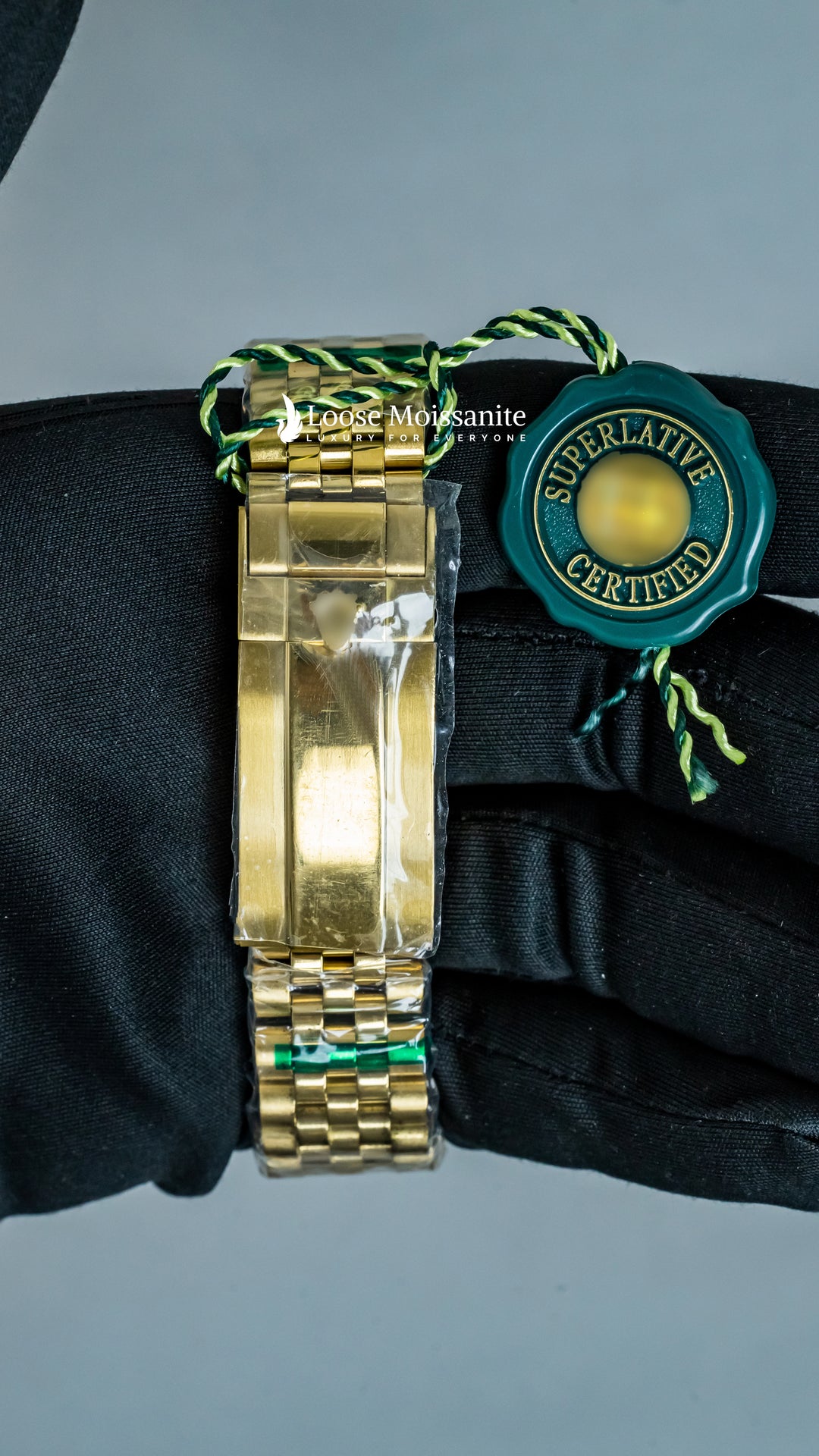 Back View Of Oyster Perpetual DateJust Black Dial Plain Watch In Yellow Gold