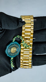 Load image into Gallery viewer, Back View Of Oyster Perpetual Day-Date White Dial Plain Watch In Yellow Gold
