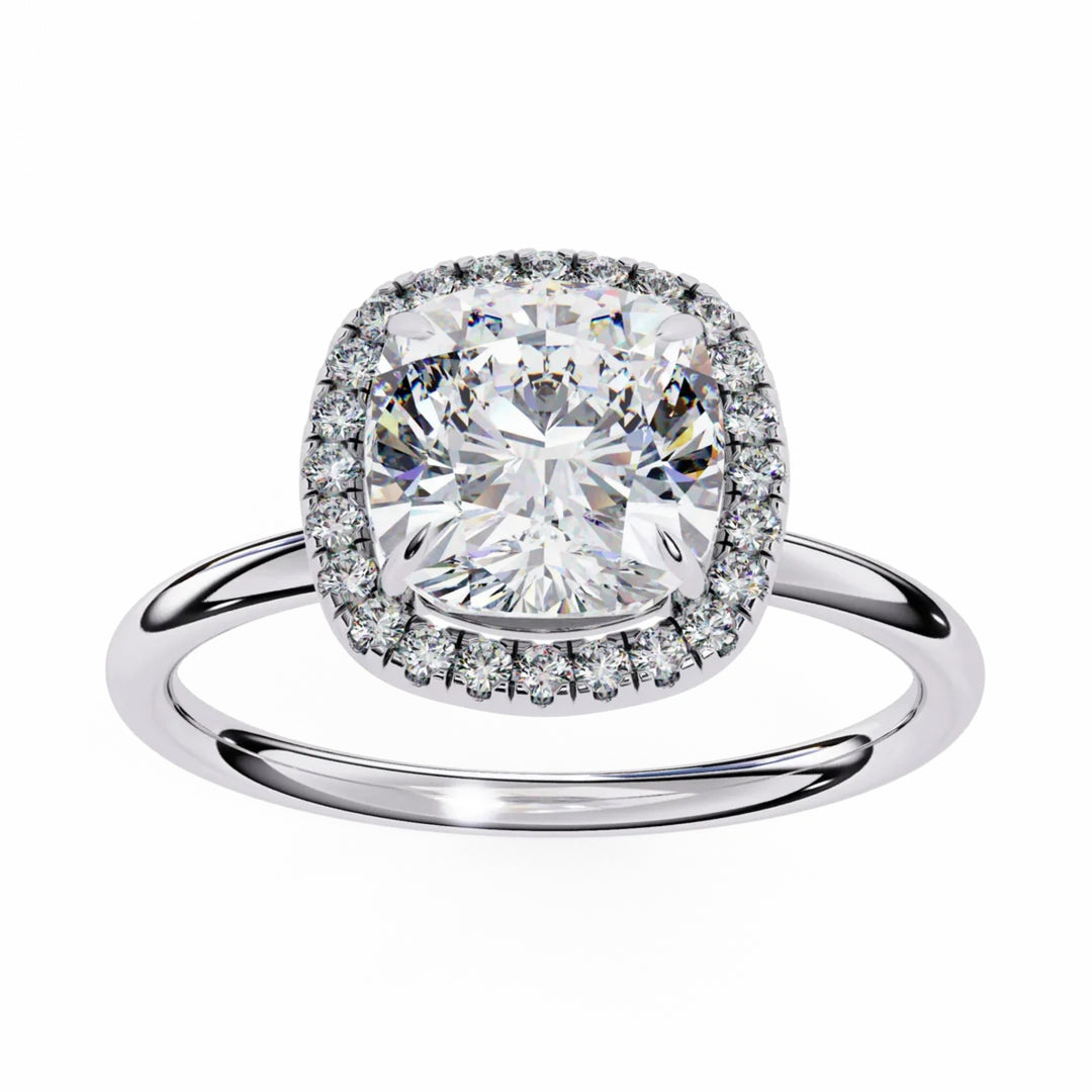 cusion cut halo ring